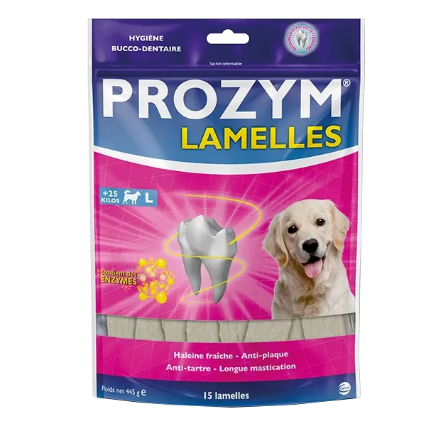 Prozym Lamelles - Cane L oltre 25 kg - Sacchetto di 15 lamelle dentali - CEVA