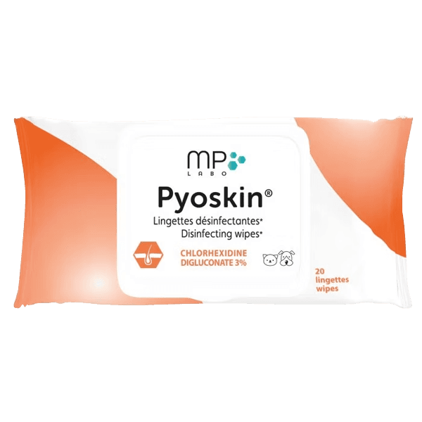 Pyoskin - Desinfizierende Feuchttücher - 20 Feuchttücher - Hund und Katze - MP LABO
