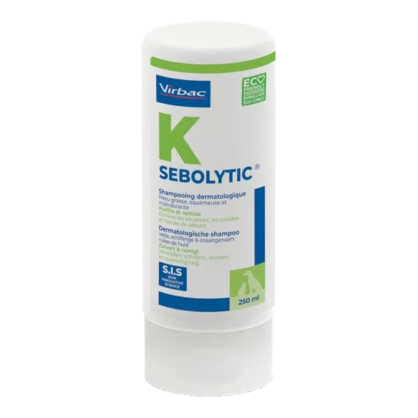 Sebolytic - Shampooing peau grasse, squameuse et malodorante pour chien et chat - 250 ml - VIRBAC