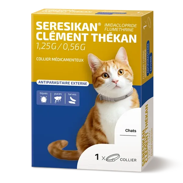 Seresikan - Collier antiparasitaire chat - 1,25 g/0,56 g - Clément Thékan