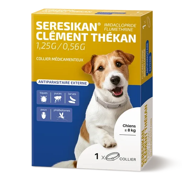 Seresikan - Collier antiparasitaire petit chien - 1,25 g/0,56 g - jusqu'à 8kg - Clément Thékan