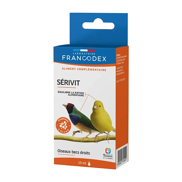 Serivit - Vitamines pour oiseaux à becs droits - 15 ml - FRANCODEX