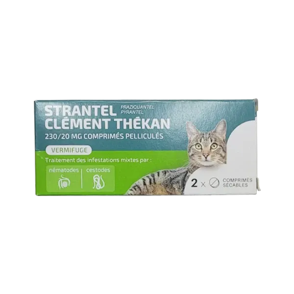Strantel Chat - Infestations de vers du chat - Vermifuge - 2 comprimés - CLÉMENT THÉKAN