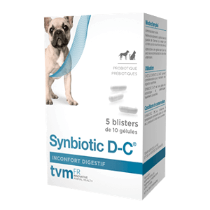 Synbiotic D-C - Inconfort digestif - Prébiotiques - Chien et chat - 50 gélules - TVM
