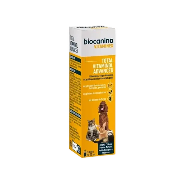 Total Vitaminol Advanced - Vitamines pour chiens, chats, NAC et Oiseaux - 25 ml - BIOCANINA