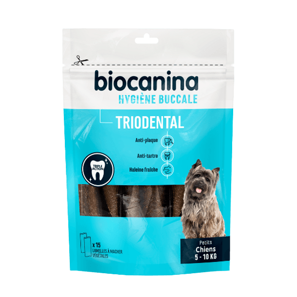 Triodental - Higiena jamy ustnej - Małe psy - 5 do 10 kg - 15 listków - BIOCANINA