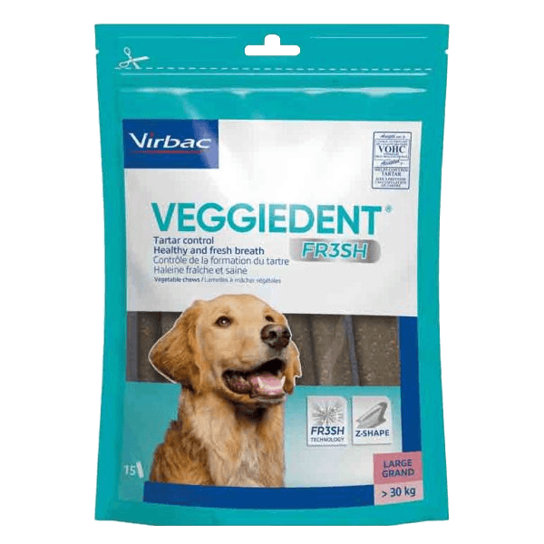 VeggieDent Fresh - Tartre et haleine - L - Plus de 30 kg - 15 lamelles - Chien - VIRBAC
