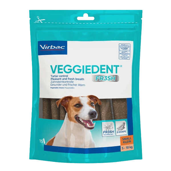 VeggieDent Fresh - Sarro y aliento - S - Menos de 10 kg - 15 láminas - Perro - VIRBAC