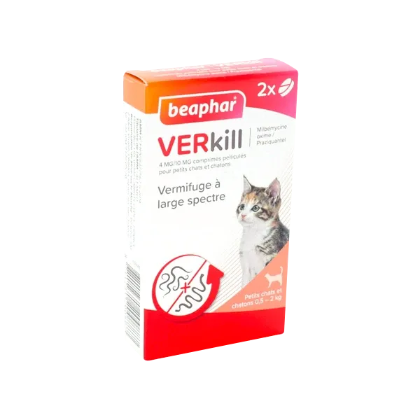 VERkill 4 mg/10 mg - Vermifuge à large spectre - Chaton - 2 comprimés - BEAPHAR