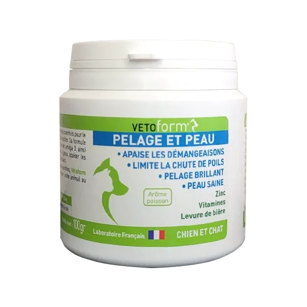Pelage et peau - Chute de poils du chien et du chat - Dermite - 100 g - VETOFORM