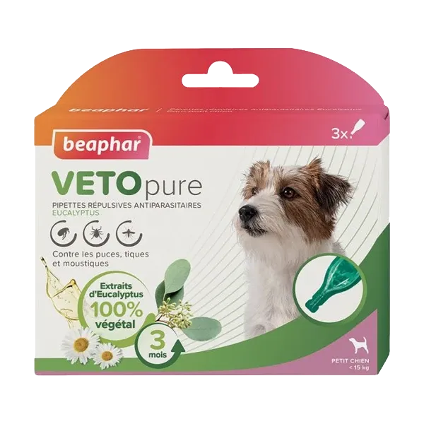 VETOpure - Pipettes répulsives antiparasitaires pour petits chiens - 3 pipettes - BEAPHAR