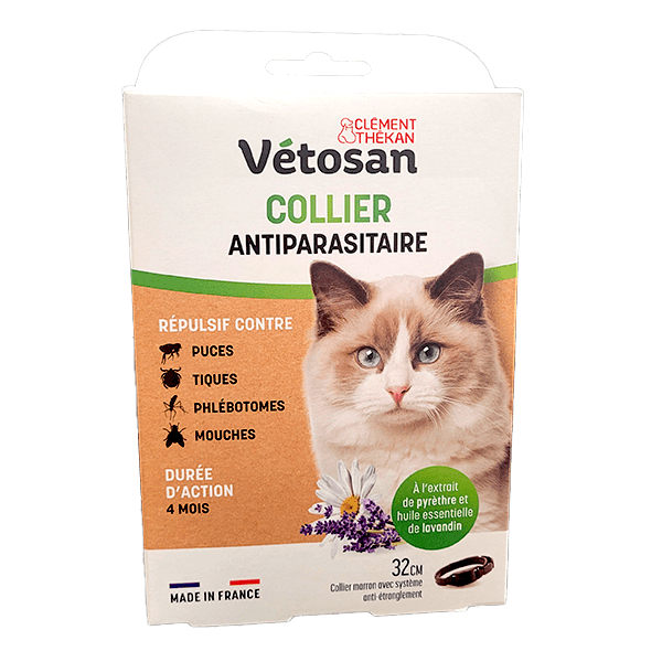 Collier Antiparasitaire - Vétosan - Répulsif chat - 32 cm - CLÉMENT THÉKAN