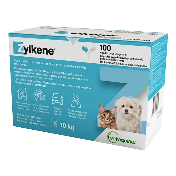 Zylkene 75 mg - Anti-stress - 100 comprimés - Chien et chat - moins de 10 kg - VETOQUINOL