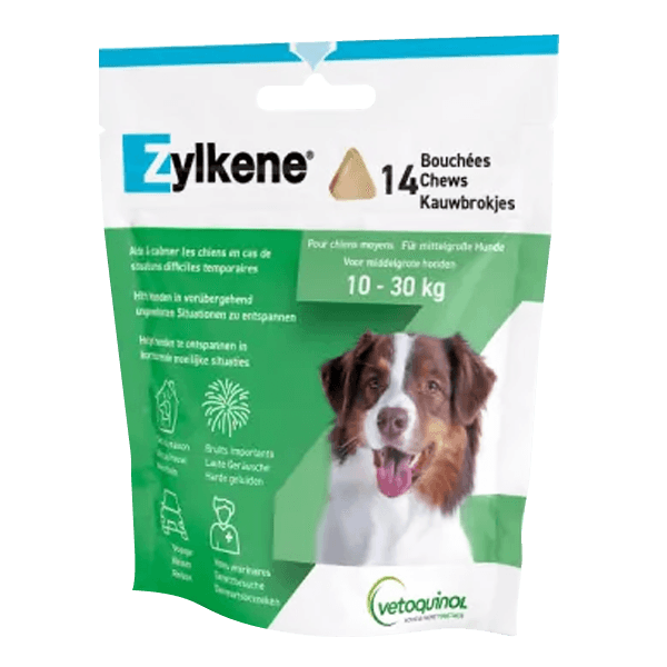 Zylkene Chews - Anxiété - 10 à 30 kg - 225 mg - 14 bouchées - Chien - VETOQUINOL