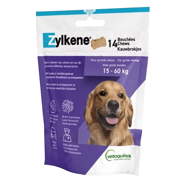 Zylkene Chews - Anxiété - 15 à 60 kg - 450 mg - 14 bouchées - Chien - VETOQUINOL